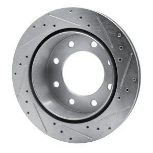 Chevrolet Suburban 2500 Brake Rotor (1) - Rear Left - R1 Concepts - Drilled & Slotted - Silver - `99-`25
